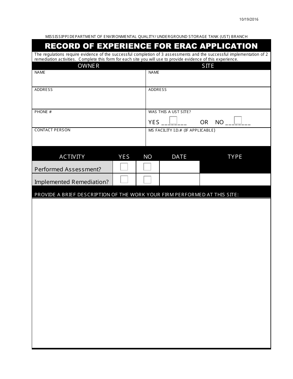 Environmental Response Action Contractor (Erac) Application Packet - Mississippi, Page 10