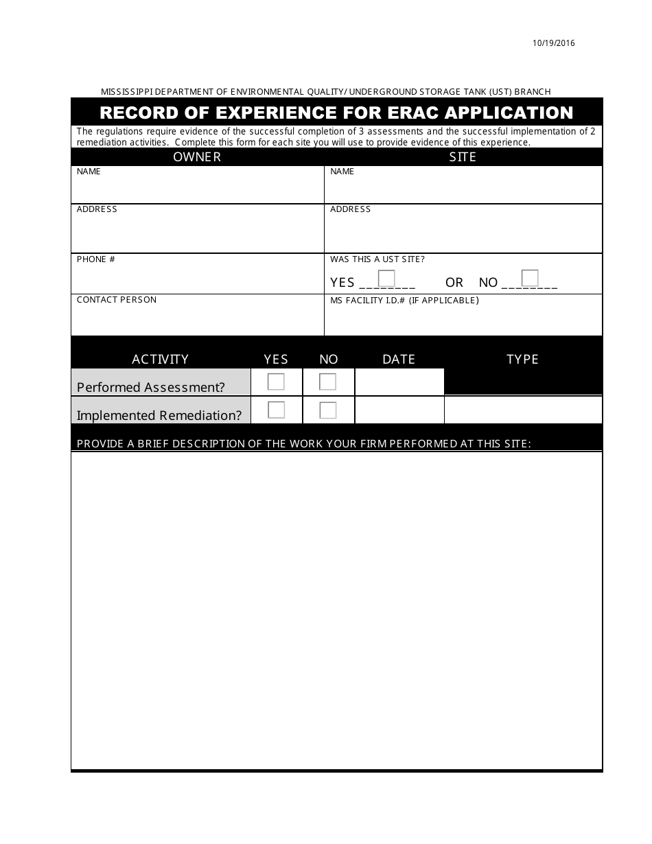 Environmental Response Action Contractor (Erac) Application Packet - Mississippi, Page 7