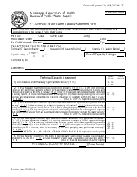 Document preview: Public Water System Capacity Assessment Form for Community Water Systems - Mississippi, 2019