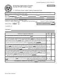 Document preview: Public Water System Capacity Assessment Form for Private (For Profit) Water Systems - Mississippi, 2019