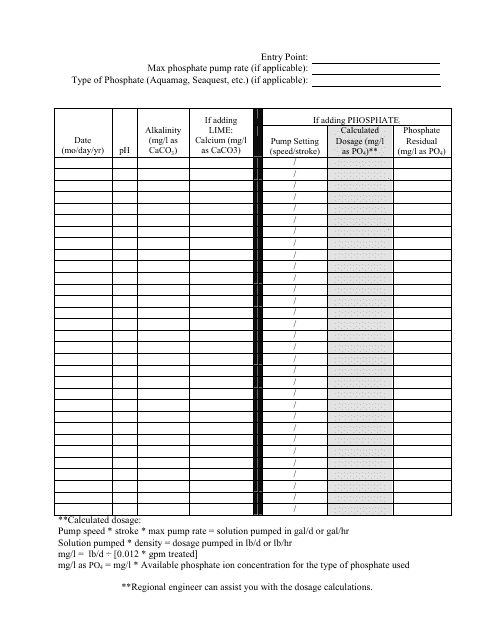 Log Sheet for Water Quality Parameters (Wqps) - Mississippi