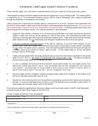 Document preview: Homeowner Lead/Copper Sample Collection Procedures Form - Mississippi
