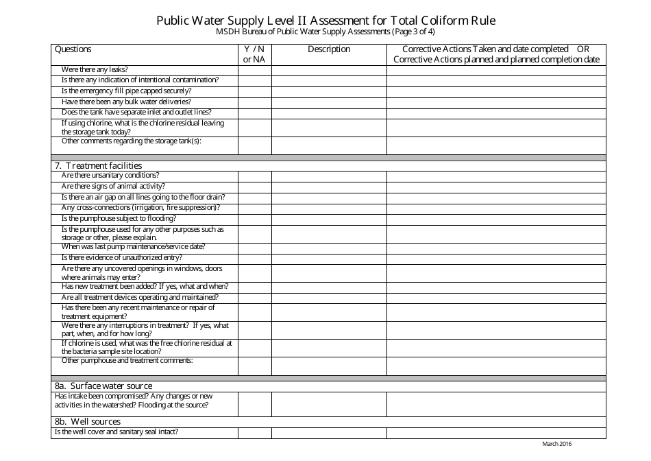 Public Water Supply Level II Assessment for Total Coliform Rule - Mississippi, Page 3