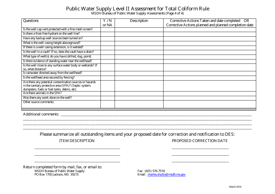 Public Water Supply Level II Assessment for Total Coliform Rule - Mississippi, Page 4
