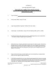 Document preview: Form 805E Appendix E Single Specialty Ambulatory Surgery Facility Application for Determination of Non-reviewability - Mississippi