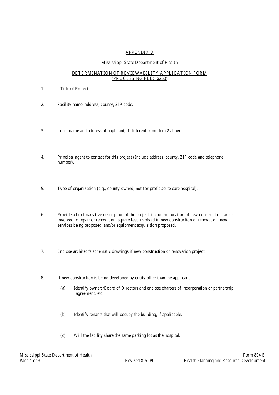 Form 804E Appendix D - Fill Out, Sign Online and Download Printable PDF ...