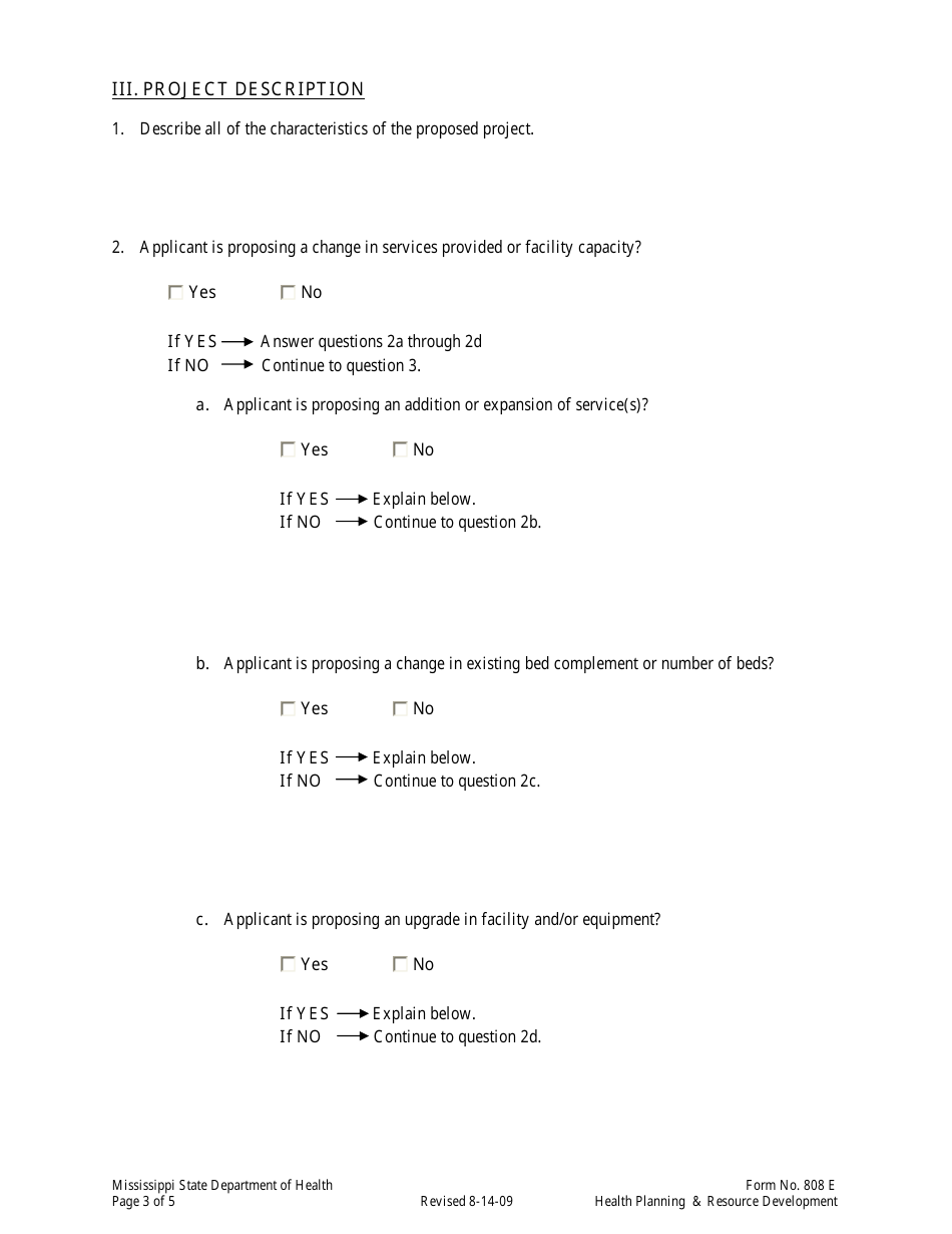 Form 808E Appendix 6 Application for an Emergency Certificate of Need - Mississippi, Page 3