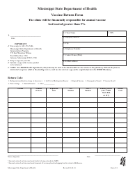 Document preview: Form 131 Vaccine Return Form - Mississippi