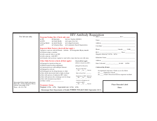 Form 364 &quot;HIV Antibody Requisition&quot; - Mississippi
