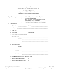 Form 825E Appendix G Certificate of Need (Con) Progress Report/ Six-Month Extension Request - Mississippi