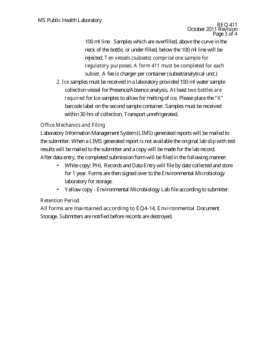 Form 411 Bottled Water or ICE Microbiology - Mississippi, Page 4