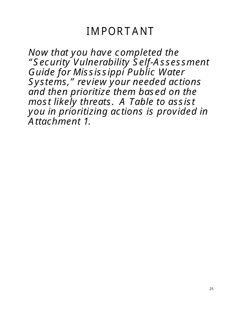 Security Vulnerability Self-assessment Guide for Mississippis Public Water Systems - Mississippi, Page 25