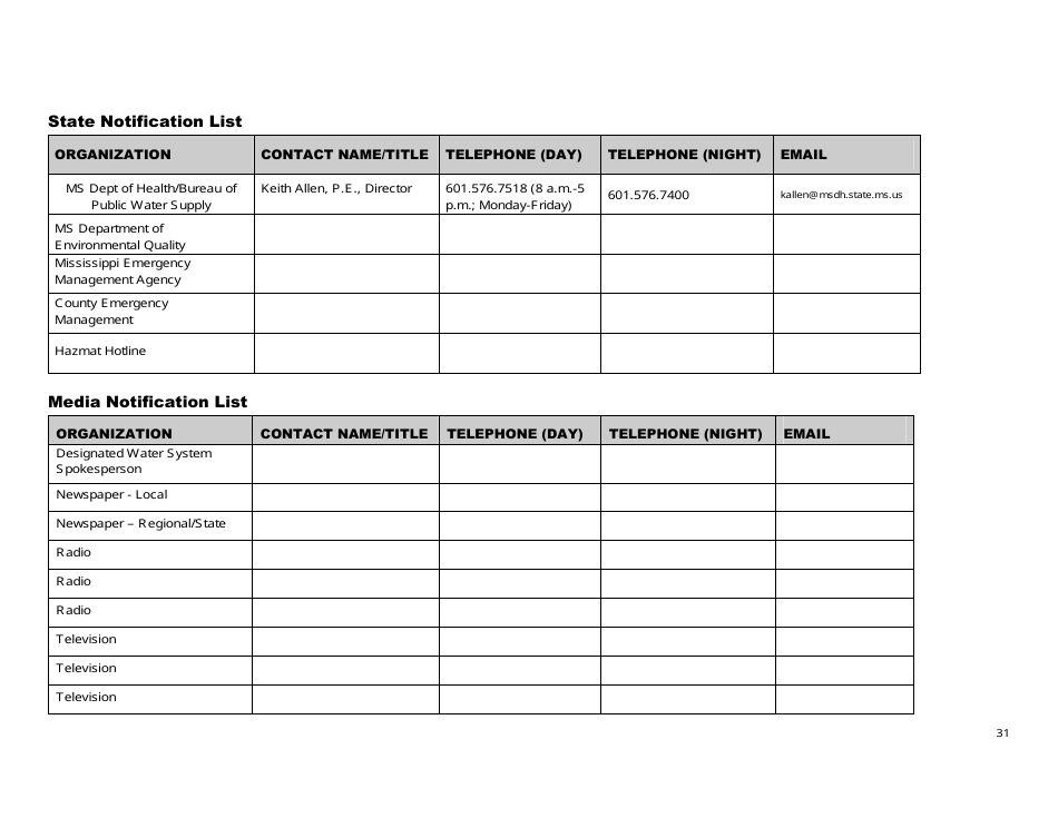 Security Vulnerability Self-assessment Guide for Mississippis Public Water Systems - Mississippi, Page 31