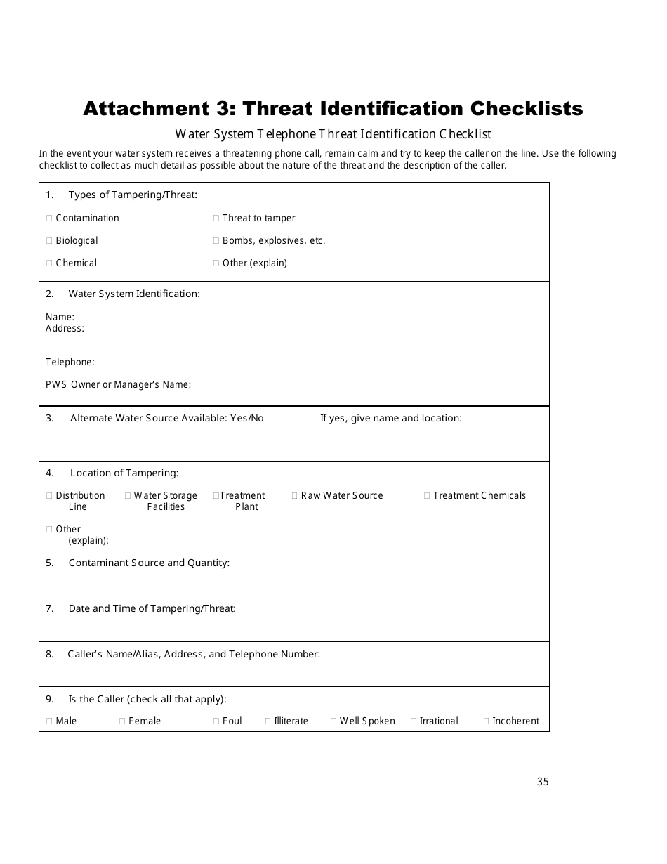 Security Vulnerability Self-assessment Guide for Mississippis Public Water Systems - Mississippi, Page 35