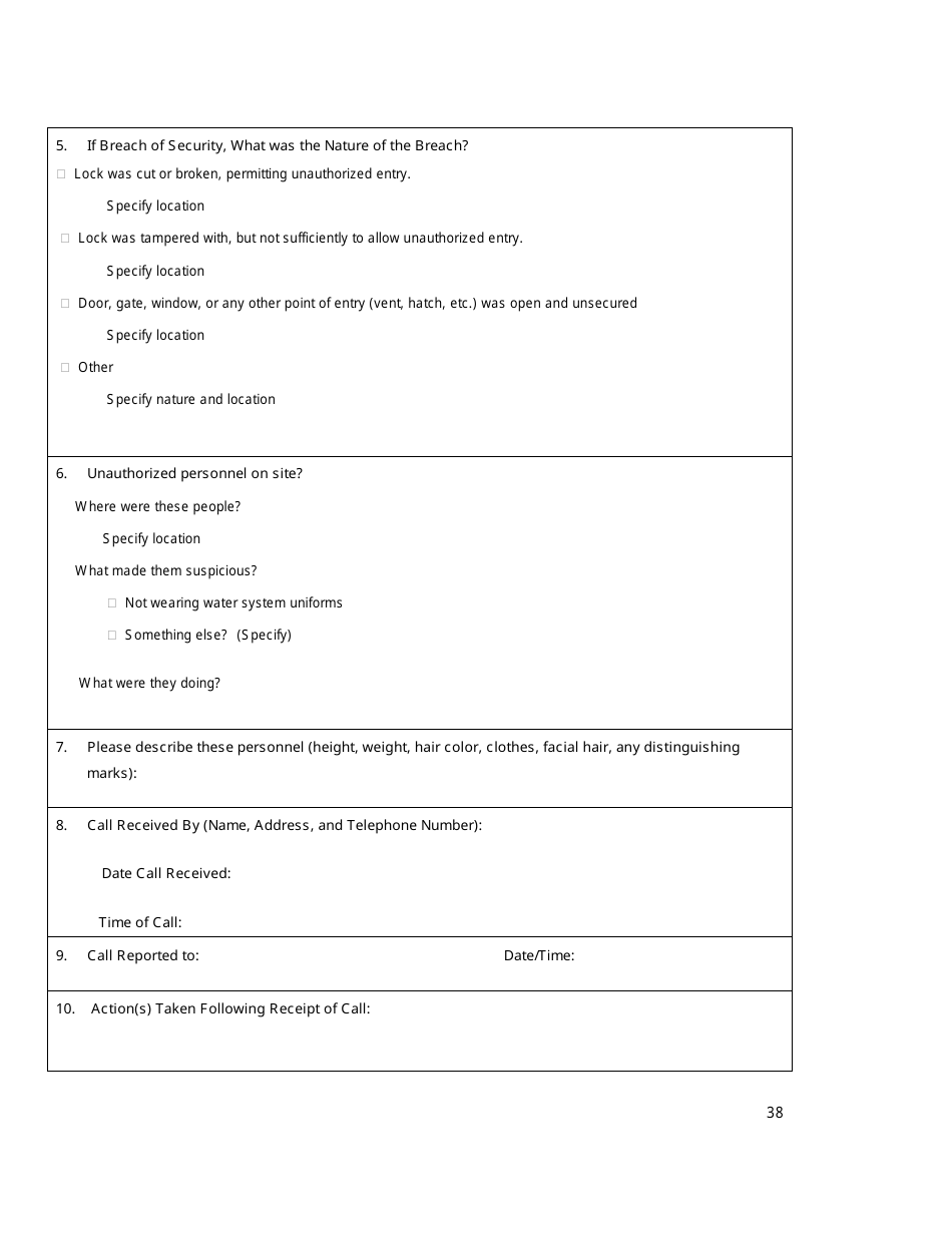 Security Vulnerability Self-assessment Guide for Mississippis Public Water Systems - Mississippi, Page 38