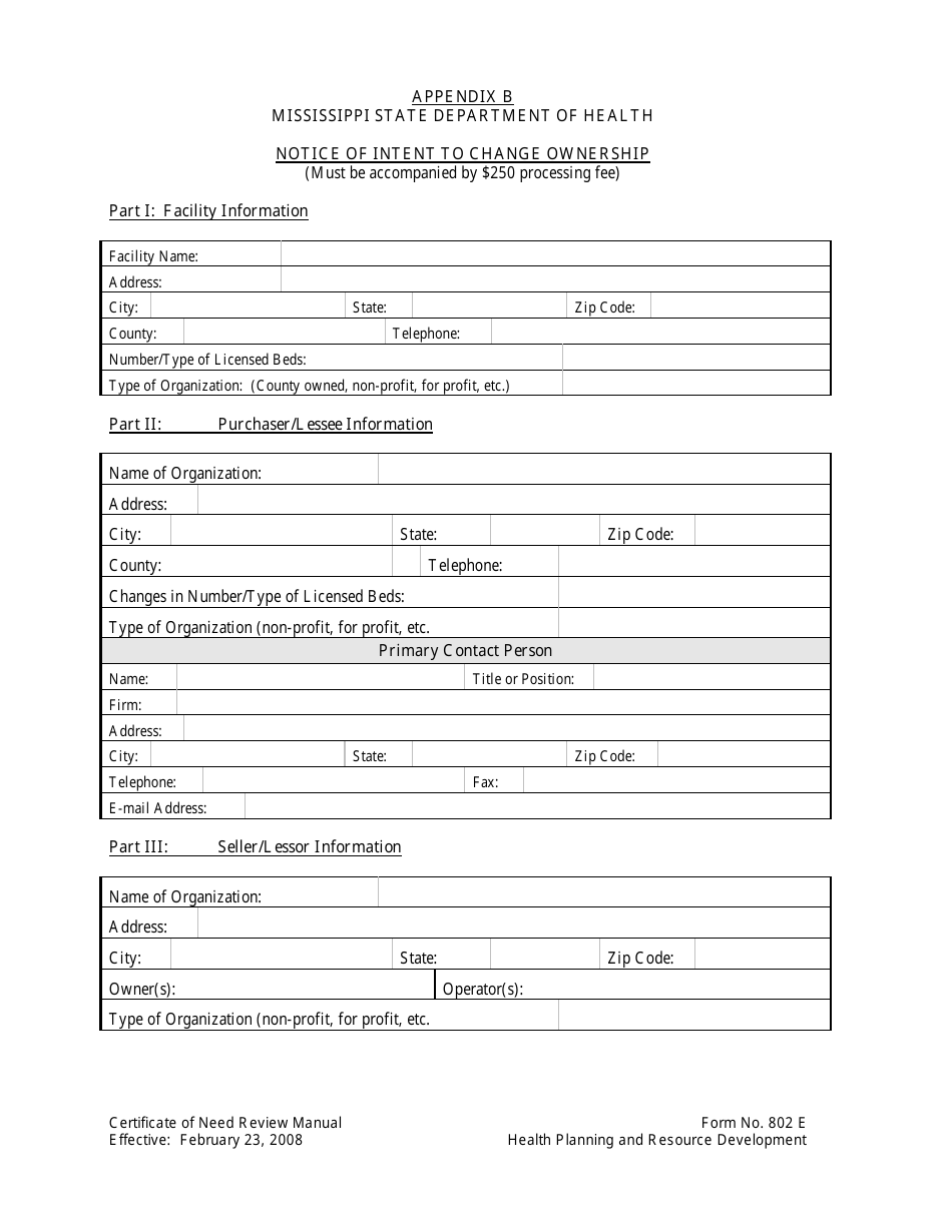 Form 802E Appendix B - Fill Out, Sign Online and Download Printable PDF ...