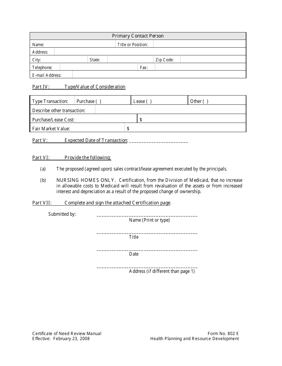 Form 802E Appendix B Notice of Intent to Change Ownership - Mississippi, Page 2