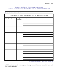 Chemical Exposure Urine Specimen Collection and Shipping Manifest Form, Page 2