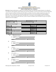 Form 397 &quot;First Responder/Hazmat Field Testing for Environmental Samples&quot; - Mississippi