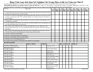 Document preview: Form 222V Blood Lead Screening and Healthy Homes Summary - Mississippi (Vietnamese)