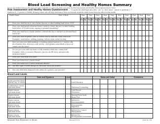 Form 222 &quot;Blood Lead Screening and Healthy Homes Summary&quot; - Mississippi