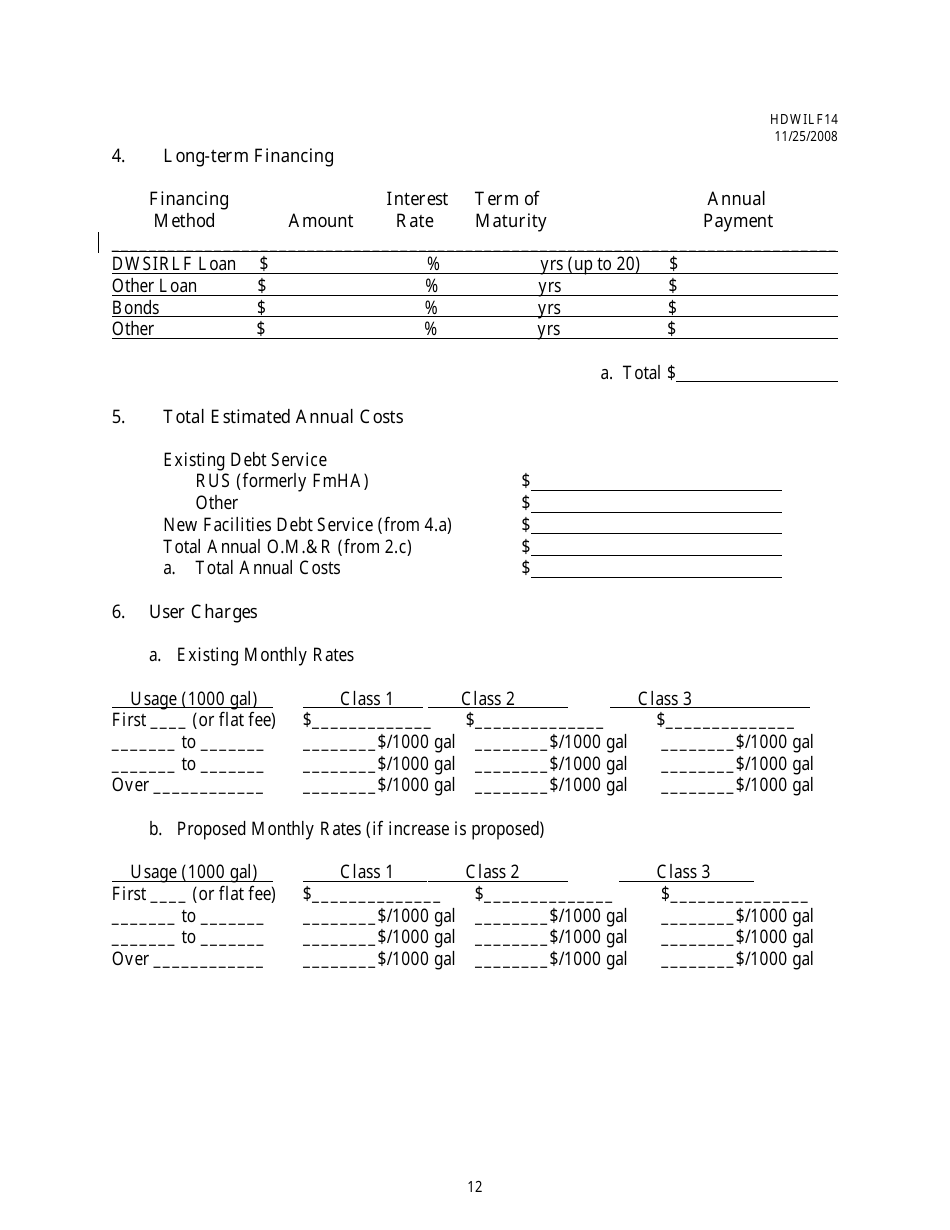 Form HDWILF14 Facilities Plan Checklist - Dwsirlf Loan Program - Mississippi, Page 12