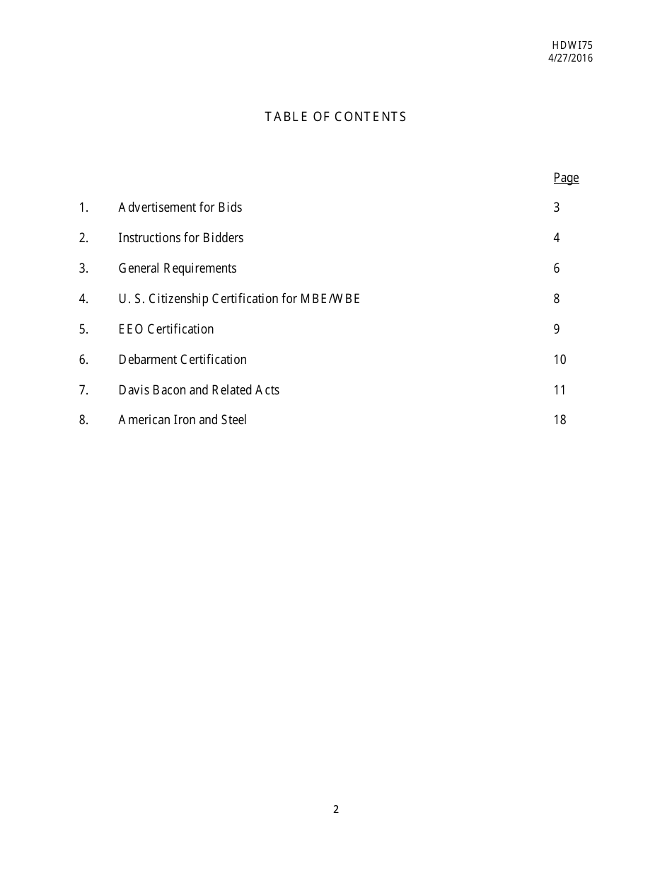 Form HDW175 Required Contract Document Provisions Drinking Water Systems Improvements Revolving Loan Fund Projects - Mississippi, Page 2