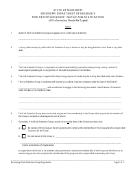 &quot;Risk Retention Group Notice and Registration Form&quot; - Mississippi, Page 2