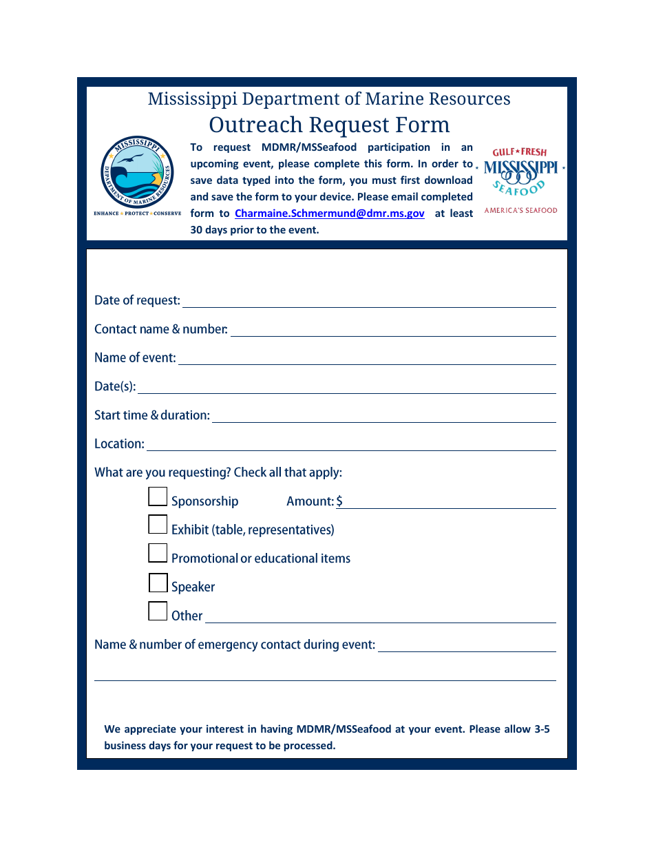 Outreach Request Form - Mississippi, Page 1