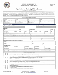 Form FRM-CRED-001 &quot;Application for Mississippi Driver License&quot; - Mississippi