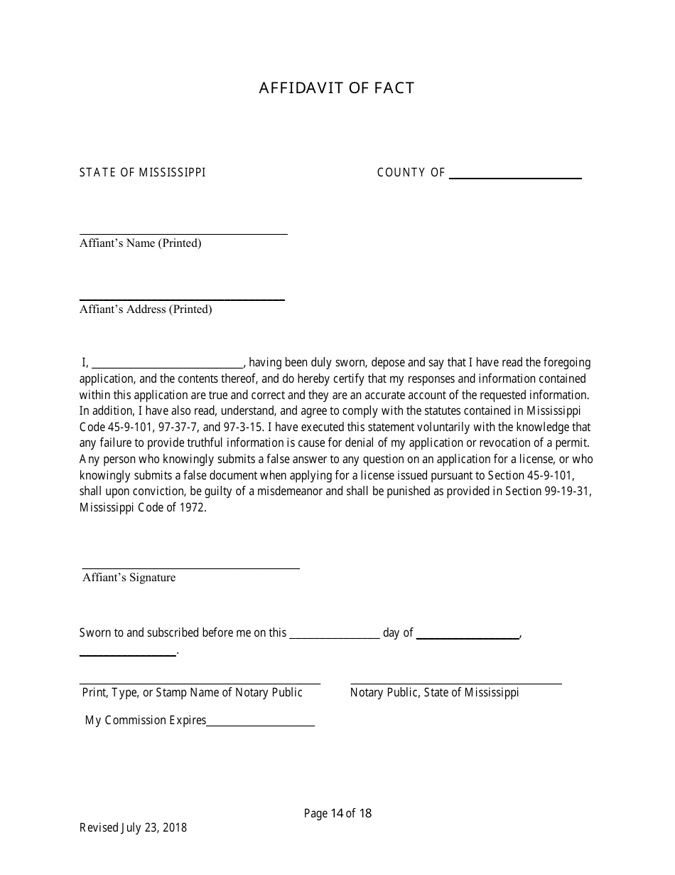 Mississippi Individual Firearm Permit Form - Fill Out, Sign Online and ...