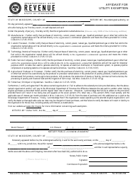 Document preview: Form 72-15-06 Affidavit for Utility Exemption - Mississippi