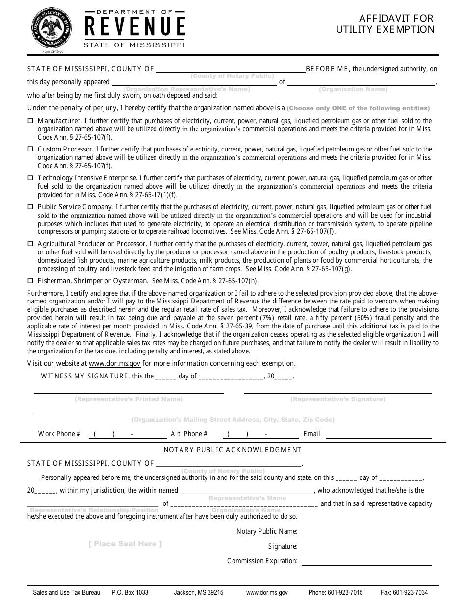 Form 72-15-06 Download Printable PDF or Fill Online ...