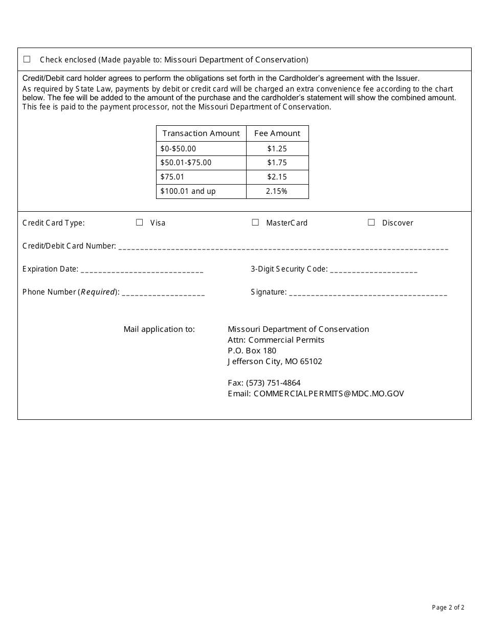 Missouri Application for Wildlife Hobby Permit (Code 530) Fill Out