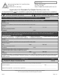 Document preview: Application for Resident Fur Dealer Permit (Code 515) - Missouri
