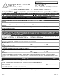 Application for Nonresident Fur Dealer Permit (Code 525) - Missouri