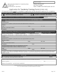 Application for Taxidermy-Tanning Permit (Code 610) - Missouri