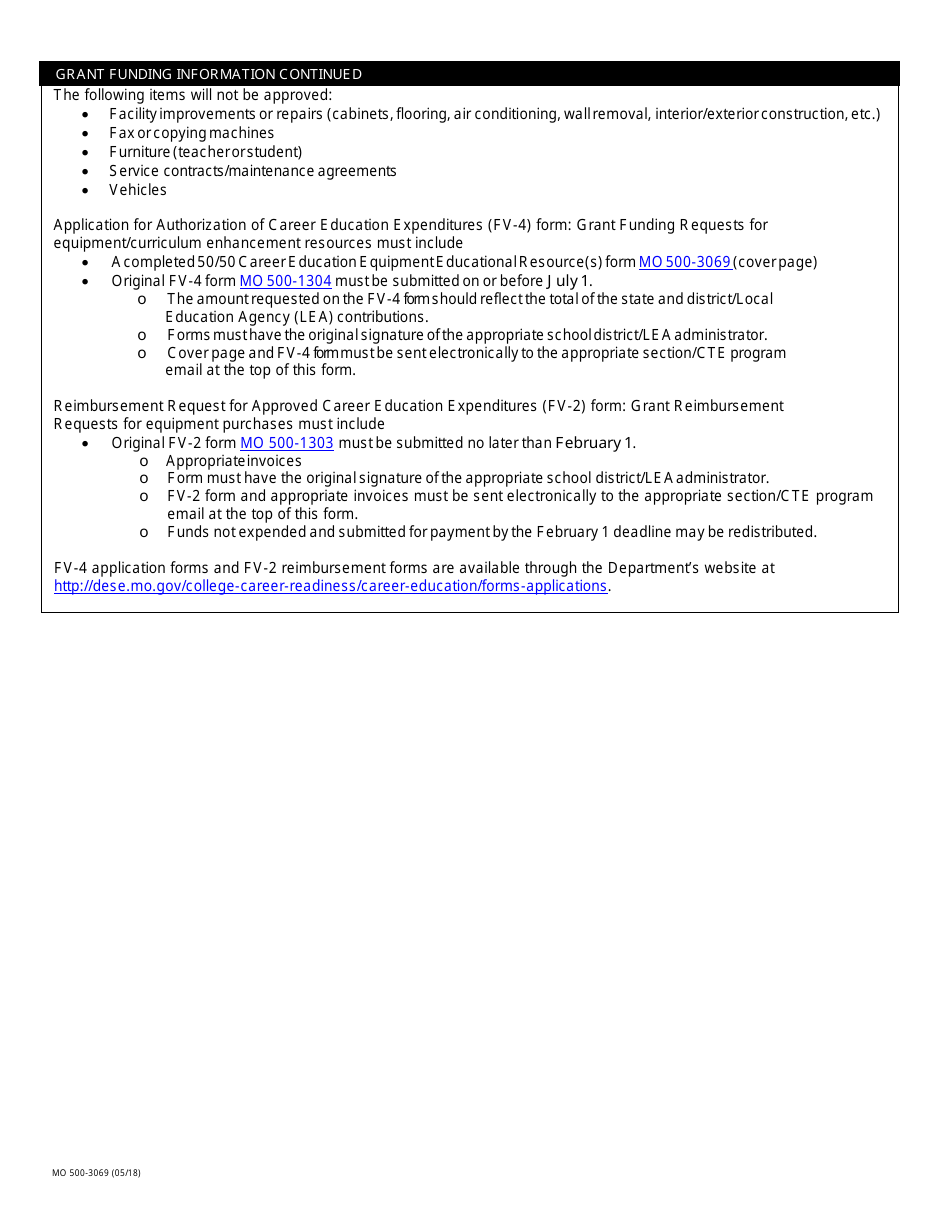 Form MO500-3069 50 / 50 Career Education Equipment / Educational Resource(S) Information - Missouri, Page 3