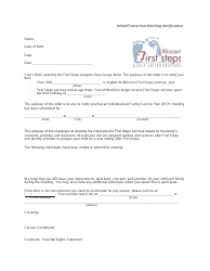 Document preview: Initial/Transition Meeting Notification Letter - Missouri