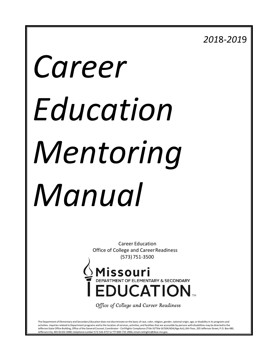 Career Education Mentoring Manual - Missouri, Page 1