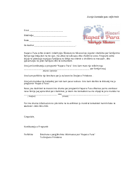 Document preview: No Contact After Referral Letter - Missouri (Albanian)