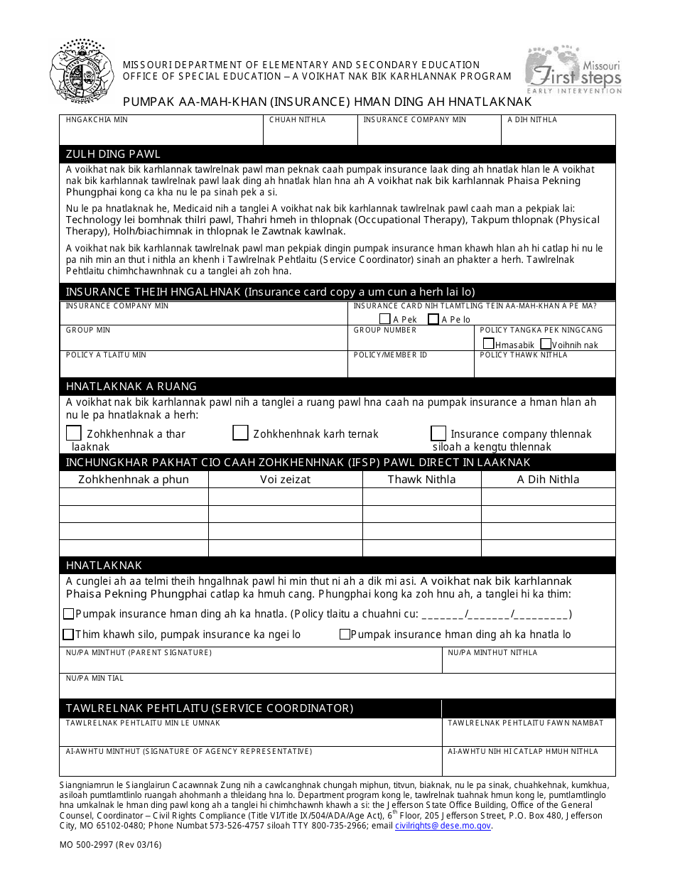 Form MO500-2996 Consent to Use Private Insurance - Missouri (Chin), Page 1