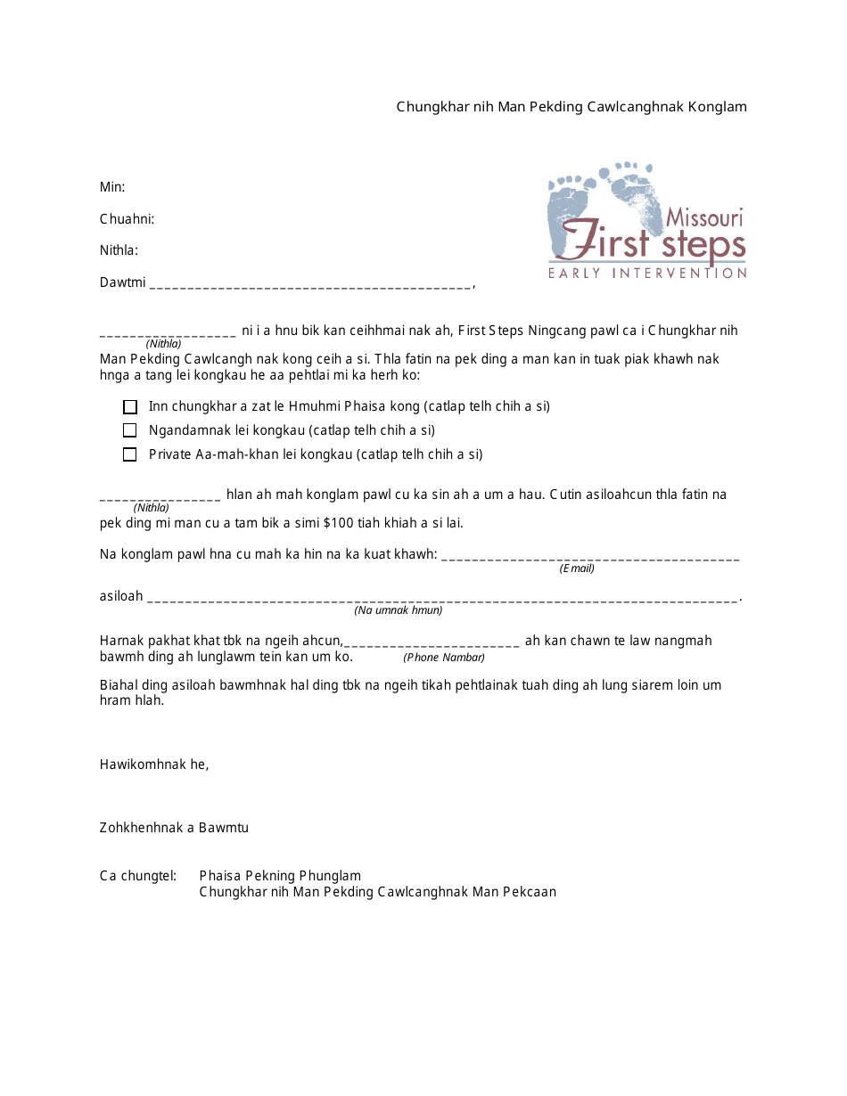 Family Cost Participation Information Letter - Missouri (Chin), Page 1