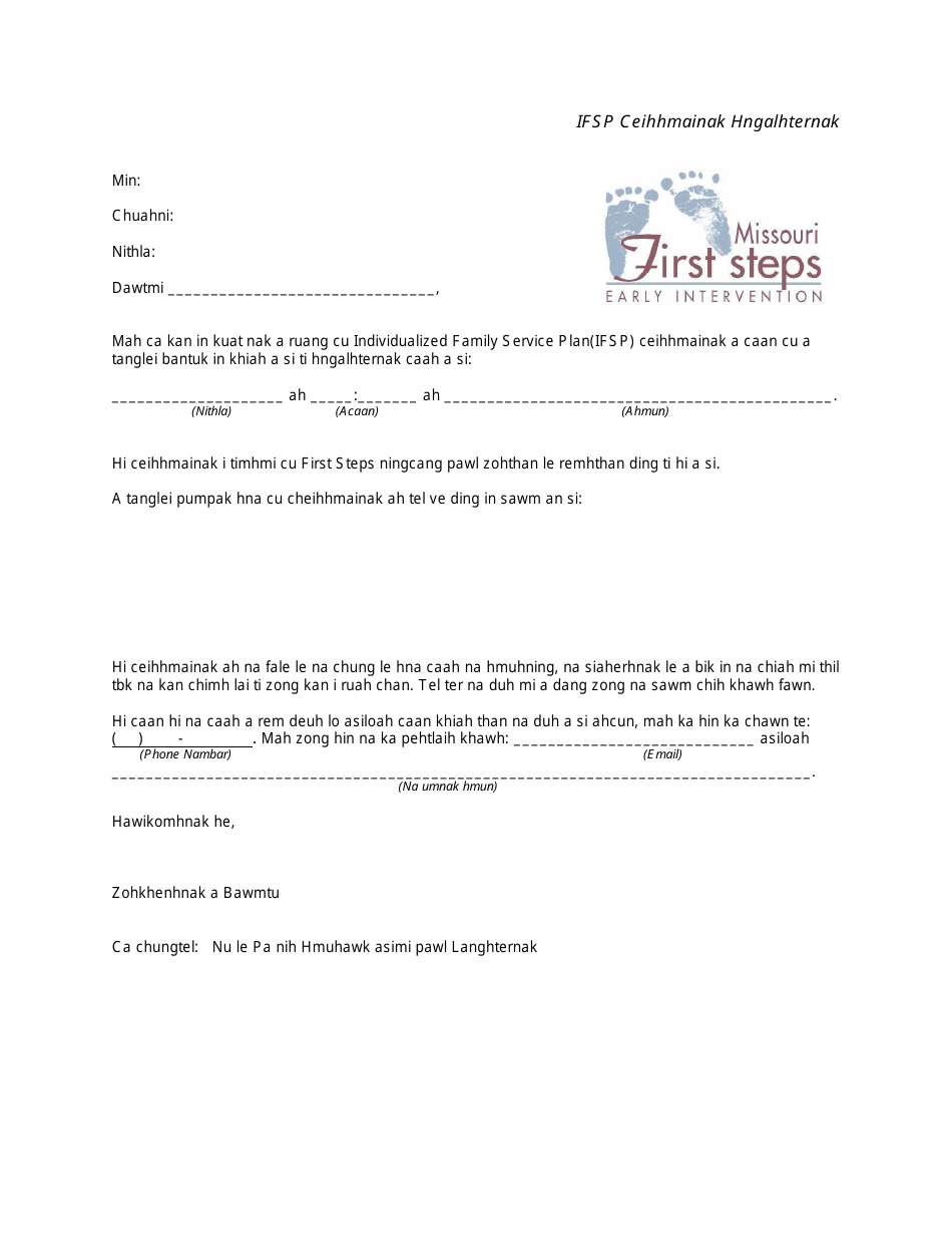 Ifsp Meeting Notification Letter - Missouri (Chin), Page 1
