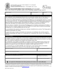 Document preview: Form MO500-2987 Notice of Action/Consent to Continue First Steps for Summer Third Birthday Children - Missouri (French)