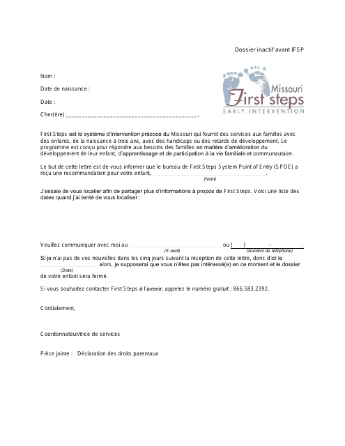 Inactivate Record Prior to Ifsp Letter - Missouri (French)