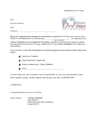 Document preview: Ineligible for First Steps Letter - Missouri (French)