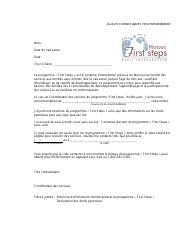 Document preview: No Contact After Referral Letter - Missouri (French)