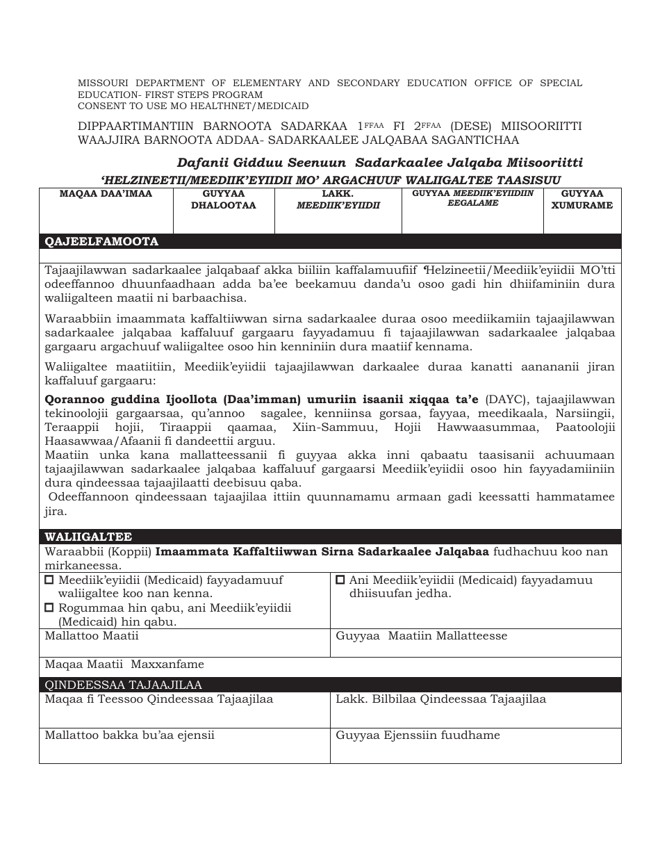 Form MO5002997 Download Printable PDF or Fill Online Consent to Use Mo
