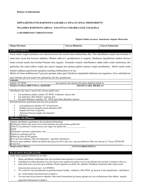 Form MO500-3041 Release of Information - Missouri (Oromo)